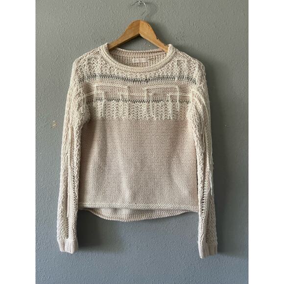 Ramy Brook Wool Fringe Cream Jessica Pullover Sweater‎ - Picture 6 of 14
